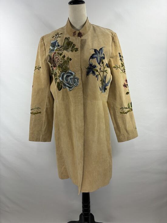 bagatelle Jackets & Blazers - Bagatelle Suede Jacket Tan 14 Embroidered Boho Lined